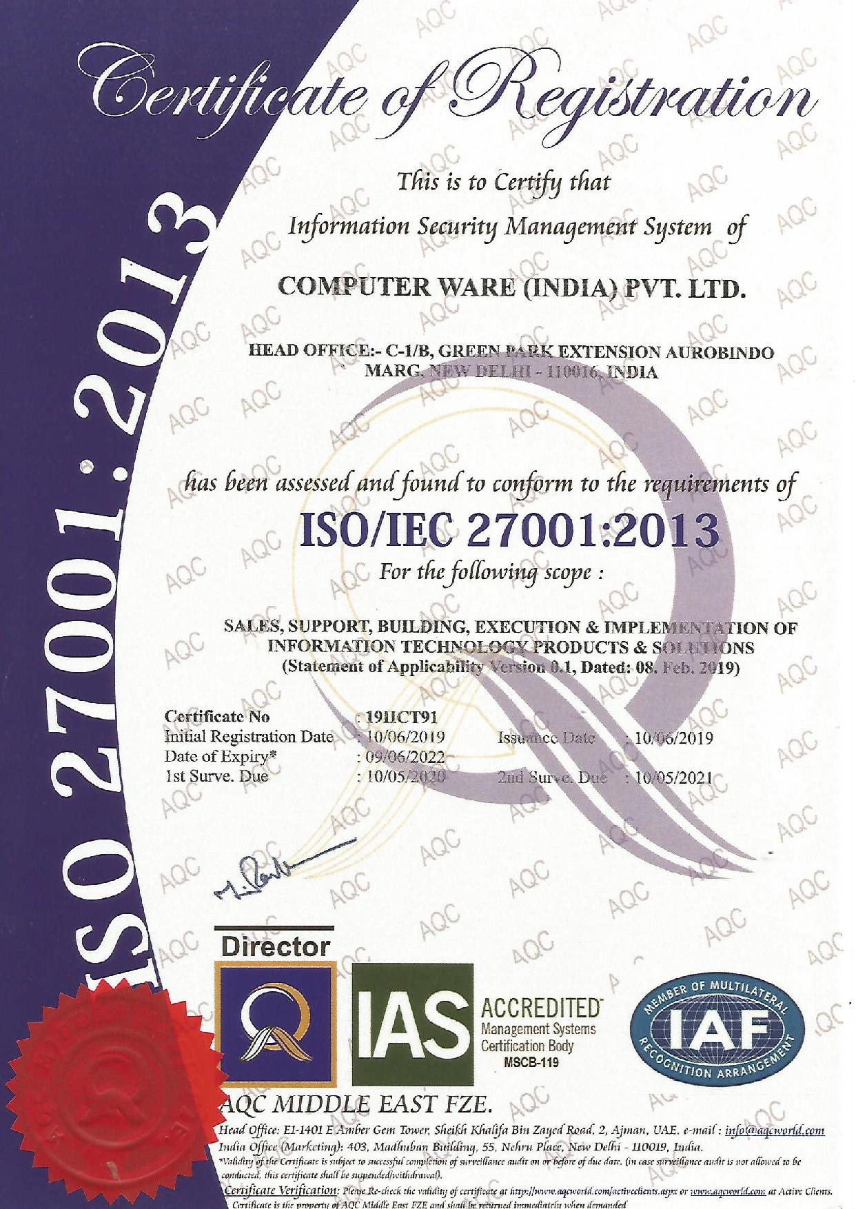 ISO Certifications – Computer Ware